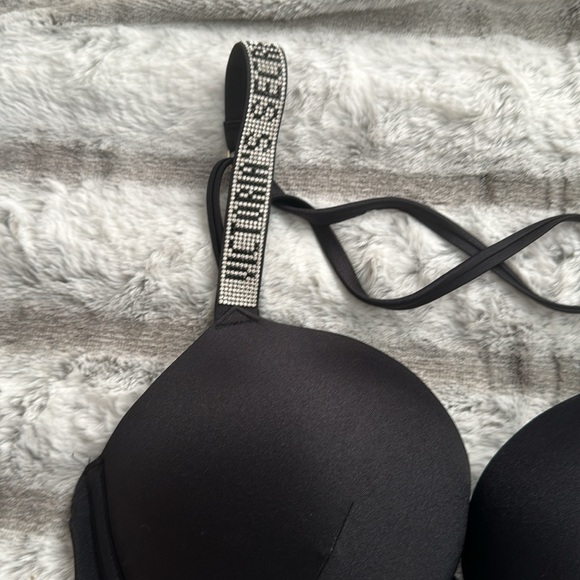 Victoria Secret BOMBSHELL black shine strap 36D nwot - Picture 3 of 6
